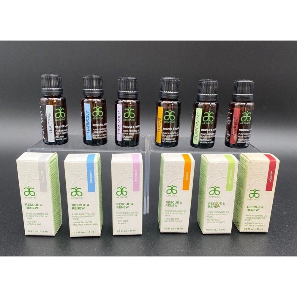 Arbonne Rescue & Renew Pure Essential Oil Set 6x15ml Warrior Tea Tree New